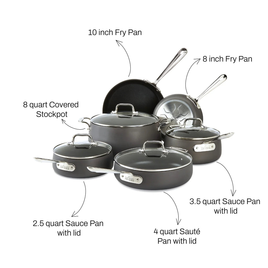 10 Piece Hard Anodized Nonstick Cookware Set H82195