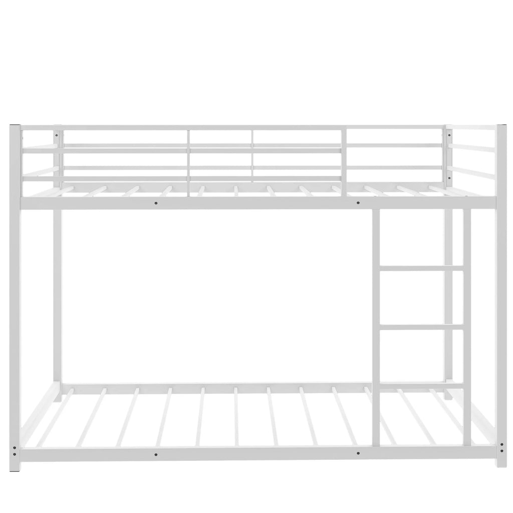 Black Full over Full Metal Bunk Bed with Ladder and Guardrails M2215