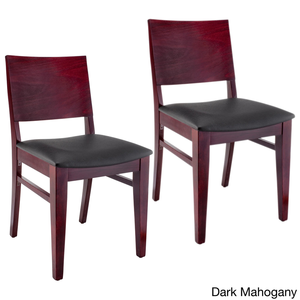 Natural Finish Wood Dining Chairs (Set of 2) with Faux Leather V74922