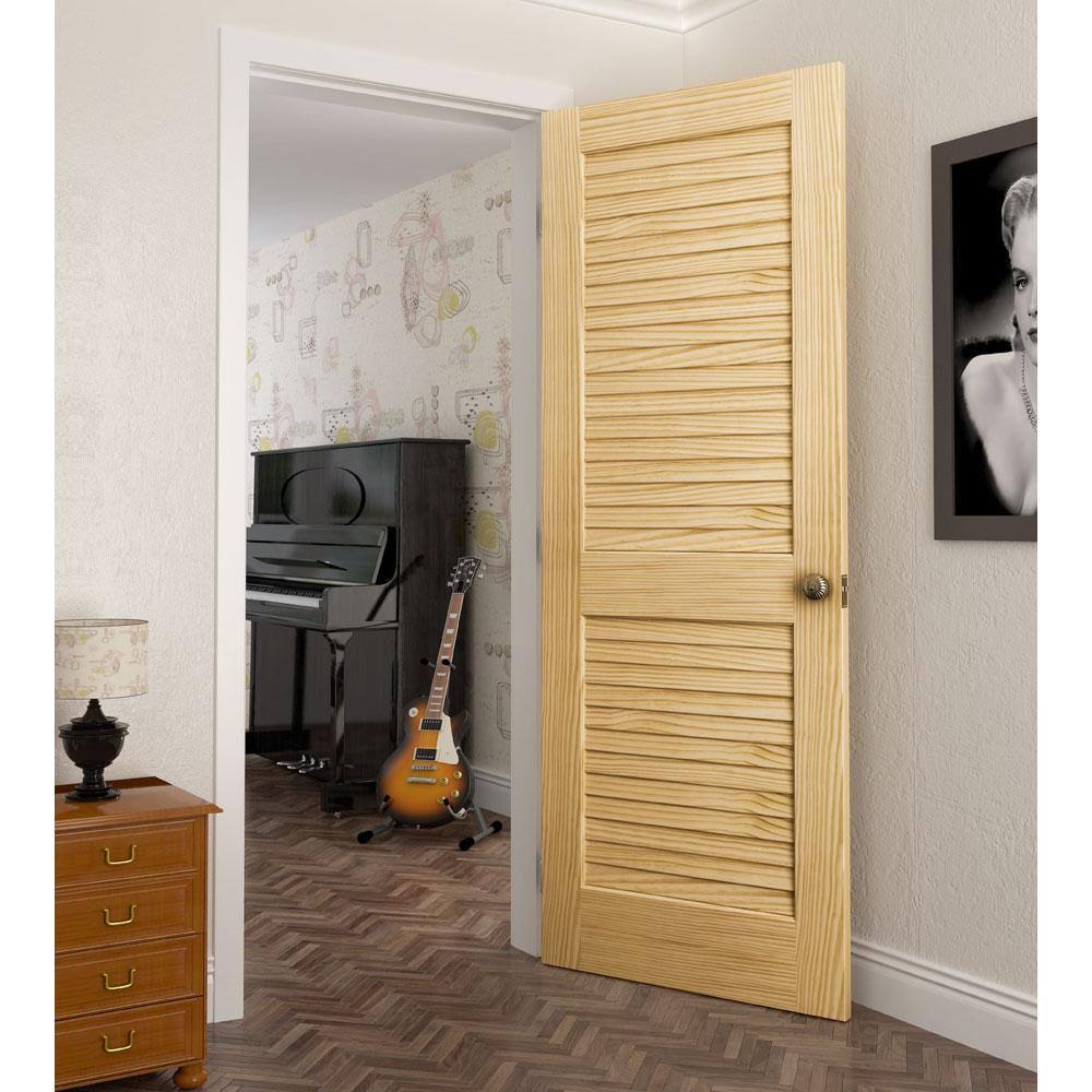 Louvered Solid Wood Primed Standard Door Q874