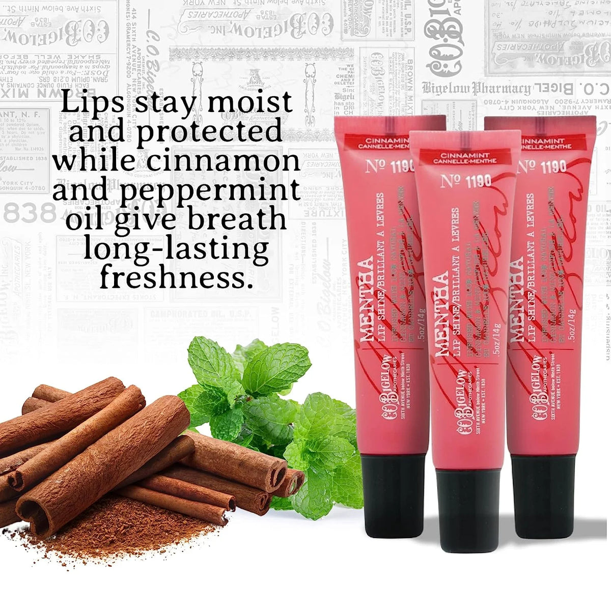 Cinnamint Mentha Lip Shine Lip Balm Trio, 3 Pack, 0.5 oz each Y17053