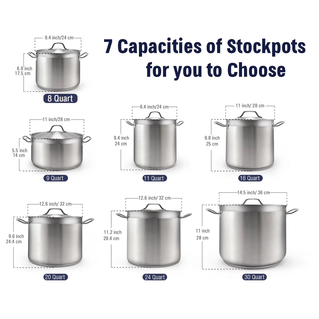 8 Quart Stainless Steel Stock Pot with Lid Y444