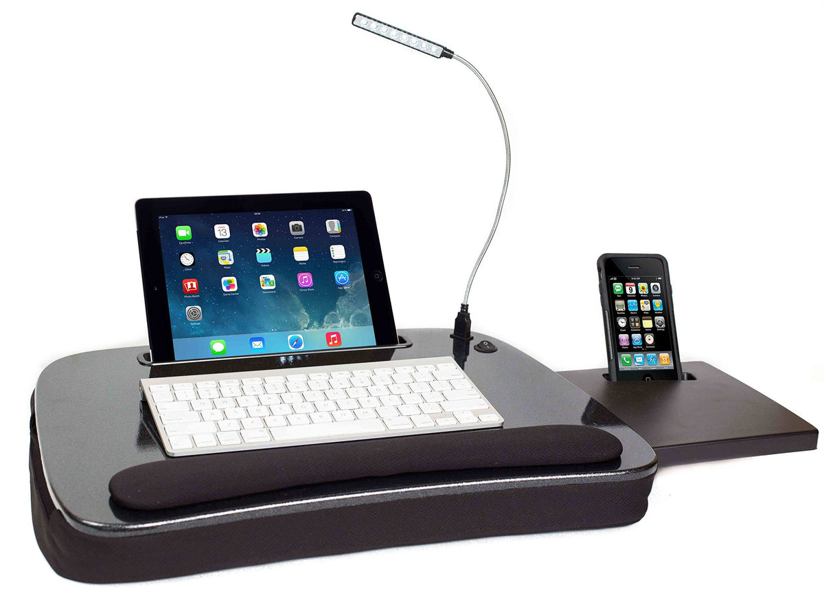 Memory Foam Lap Desk with USB Light Black Top A140965