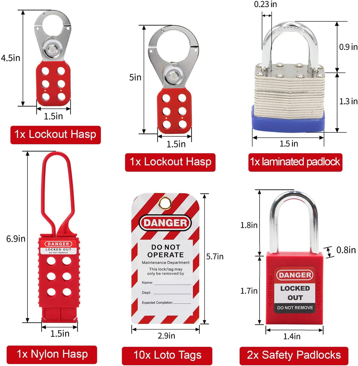 Lockout Tagout Kit with Safety Padlocks, Circuit Breaker Lockout, Plug Loto, Cable Loto, Loto Tags, Gate Valve Loto Y8628