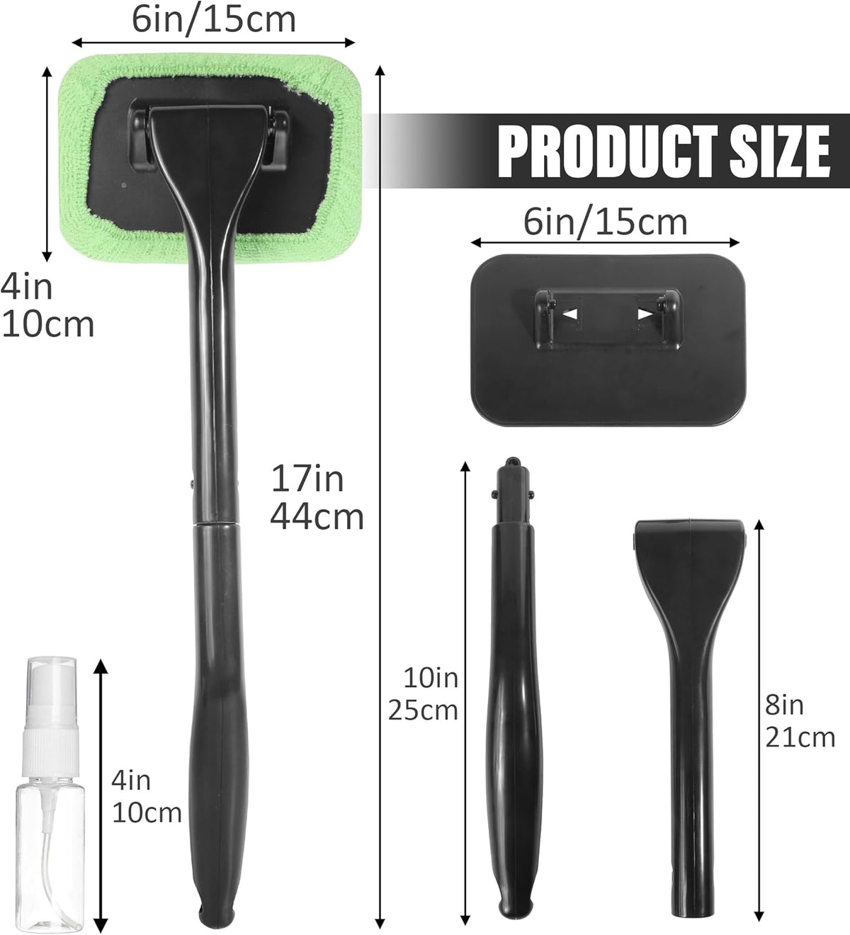 Car Window Cleaner Tool with Extendable Handle and Microfiber Cloth L6227