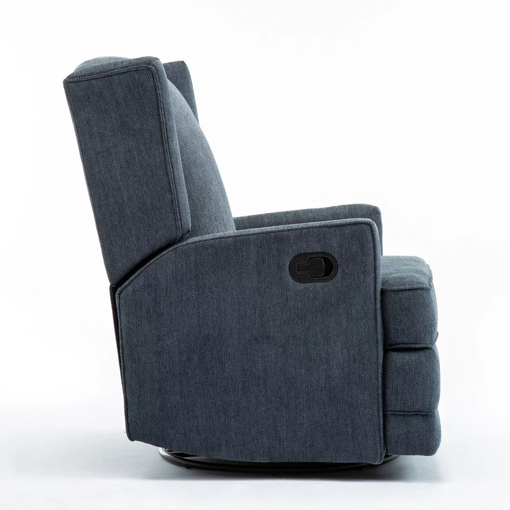 Beige Chenille Wingback Swivel Glider Recliner X8932