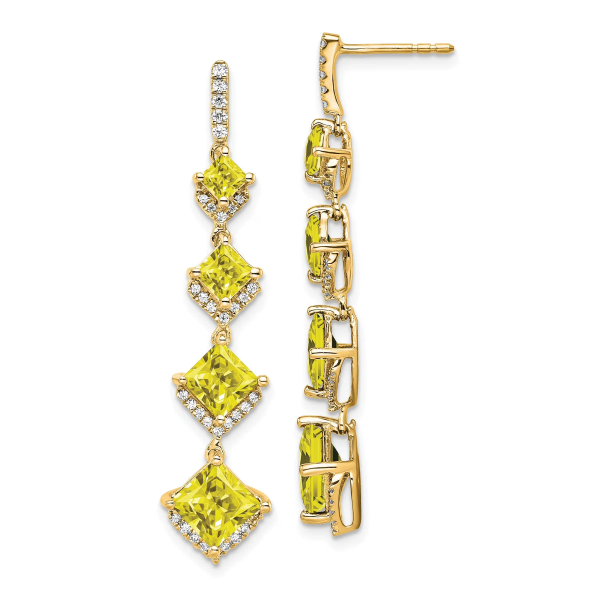 14 Karat Yellow Gold Lab Grown Diamond Drop Post Earrings P323957