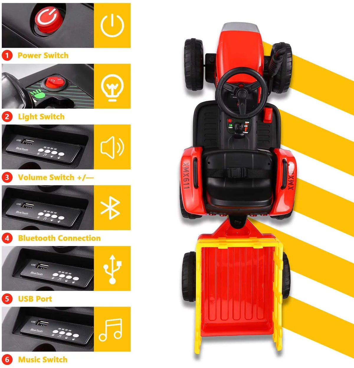 12V 7Ah Kids Electric Tractor with Remote Control L940