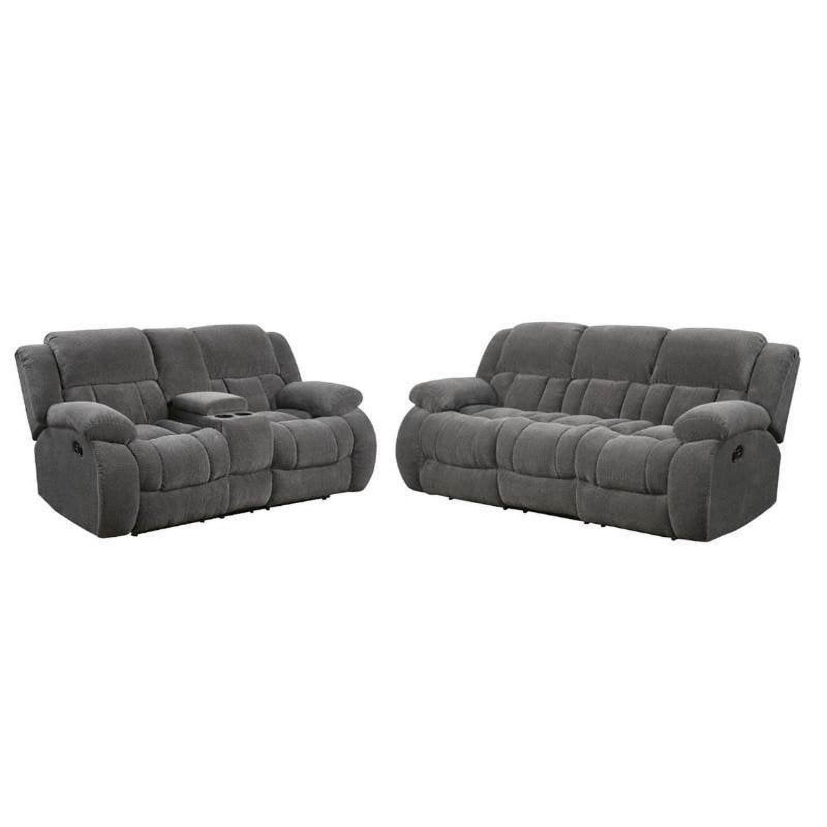 Gray 2 Piece Recliner Sofa Set with Loveseat P304