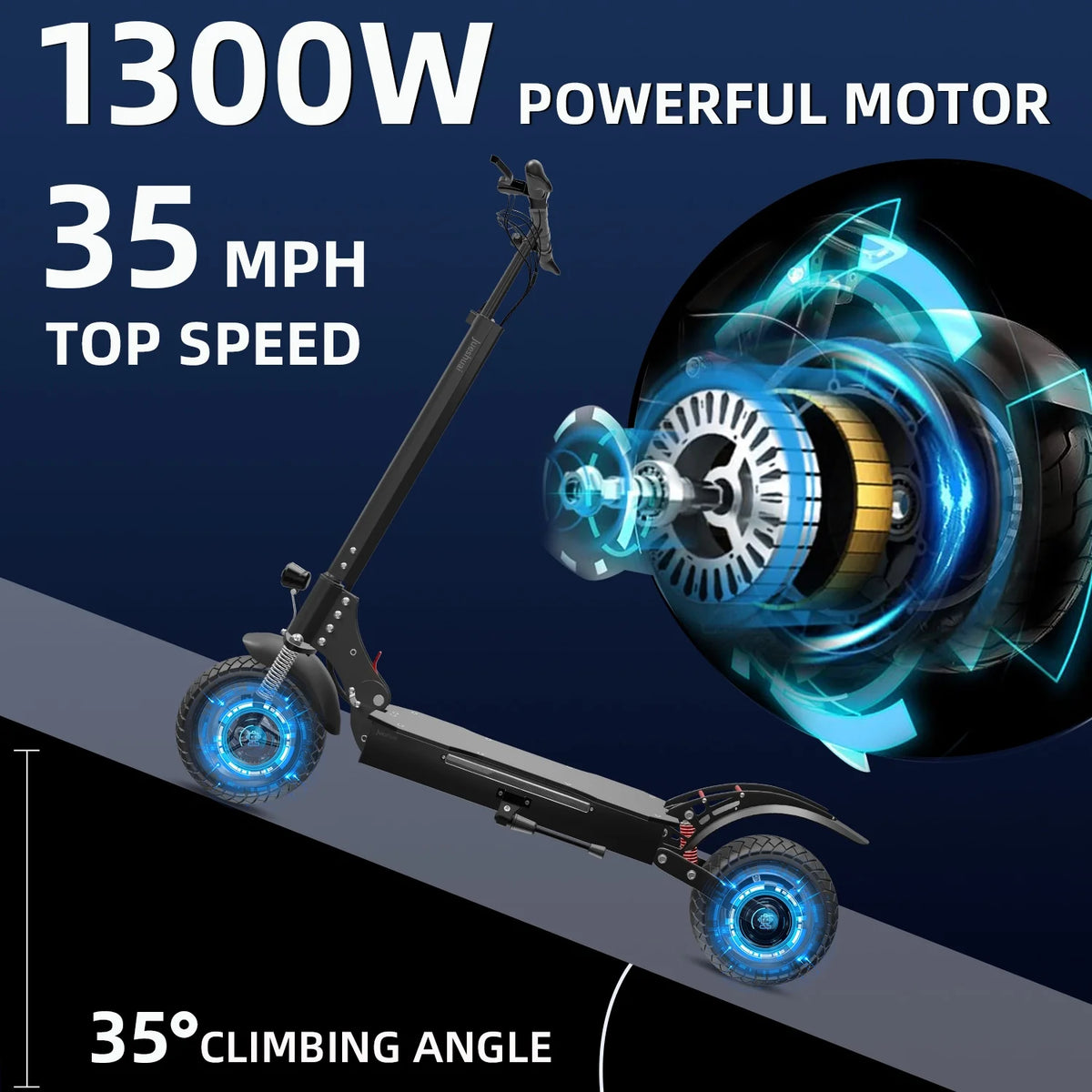 Electric Scooter 35 mph 40 Miles 1300W Foldable A133