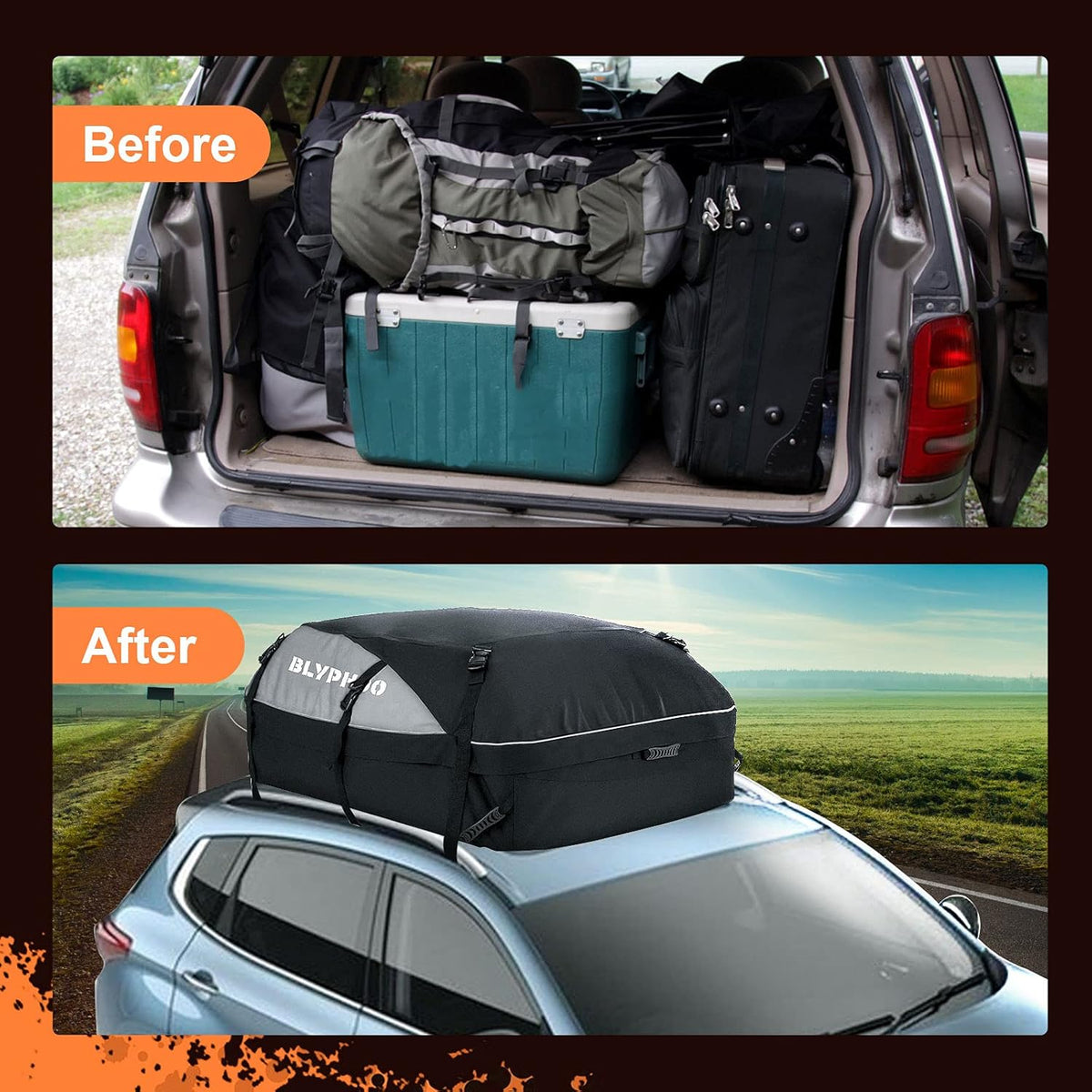 20 Cubic Feet Waterproof Rooftop Cargo Carrier with 8 Reinforced Straps X799225
