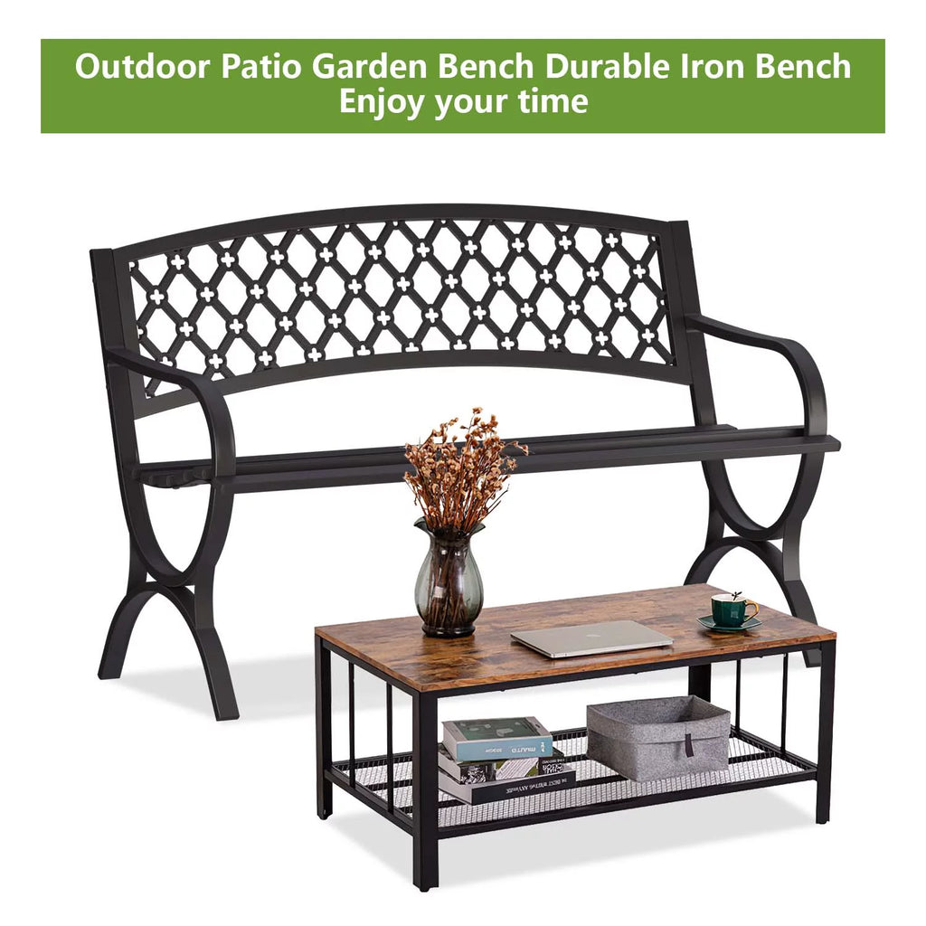 50" Iron 2 Seat Patio Bench G917353