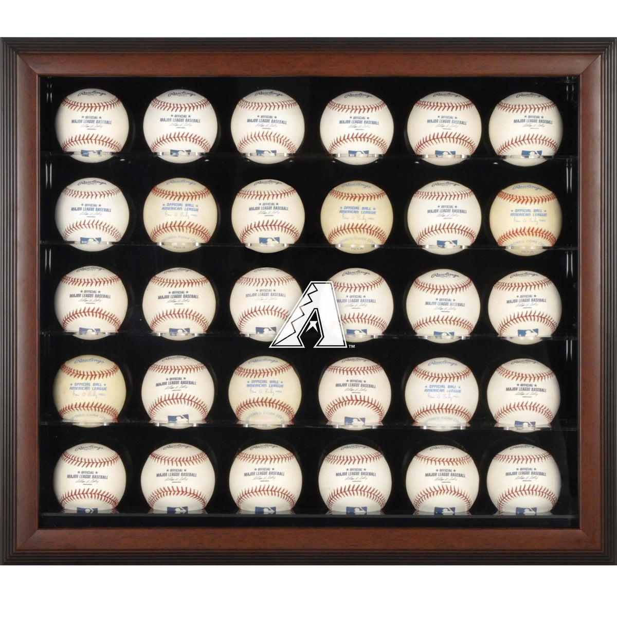 Brown Framed 30-Ball Display Case Z638