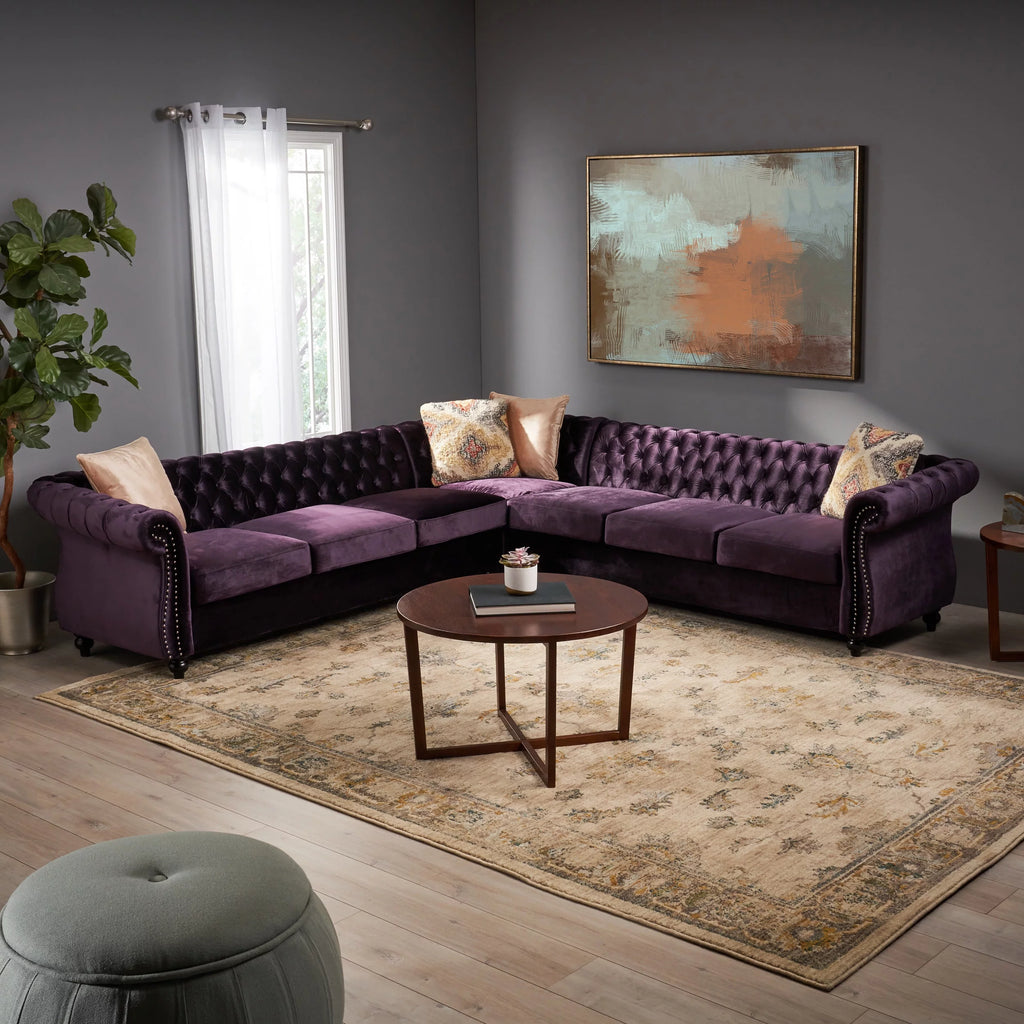 7 Seater Velvet Tufted Sectional H227