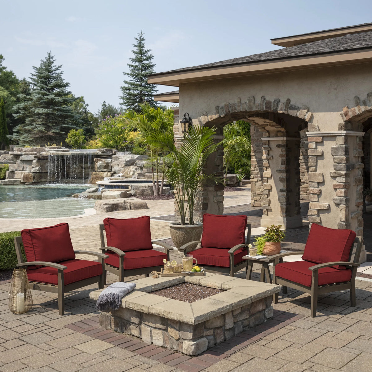 Ruby Red Outdoor Deep Seating Cushion Set 24 x 24 O89534
