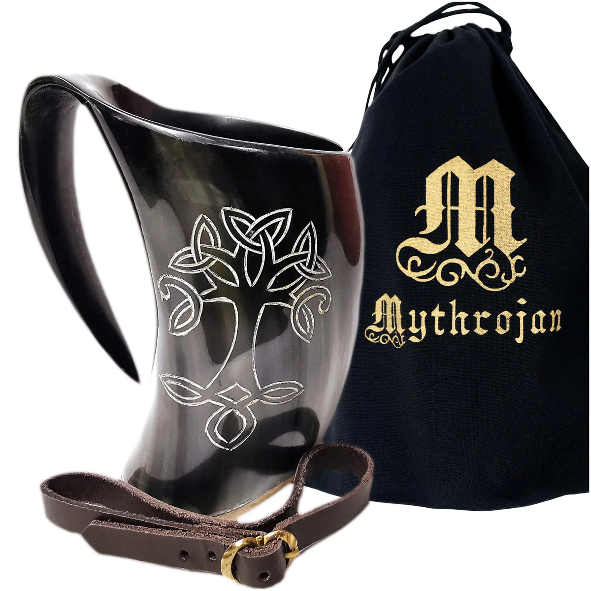 Viking Drinking Horn Tankard with Leather Strap 600ML V35233