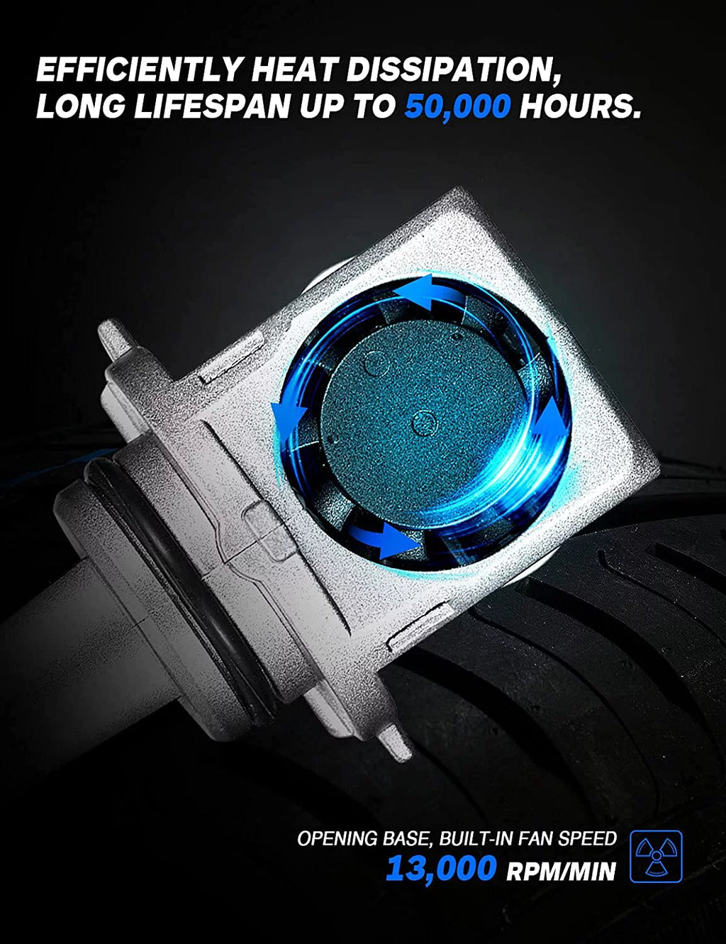9005 9006 LED Headlight Bulbs 22000 Lumens 6500K Cool White IP68 Waterproof Q3028