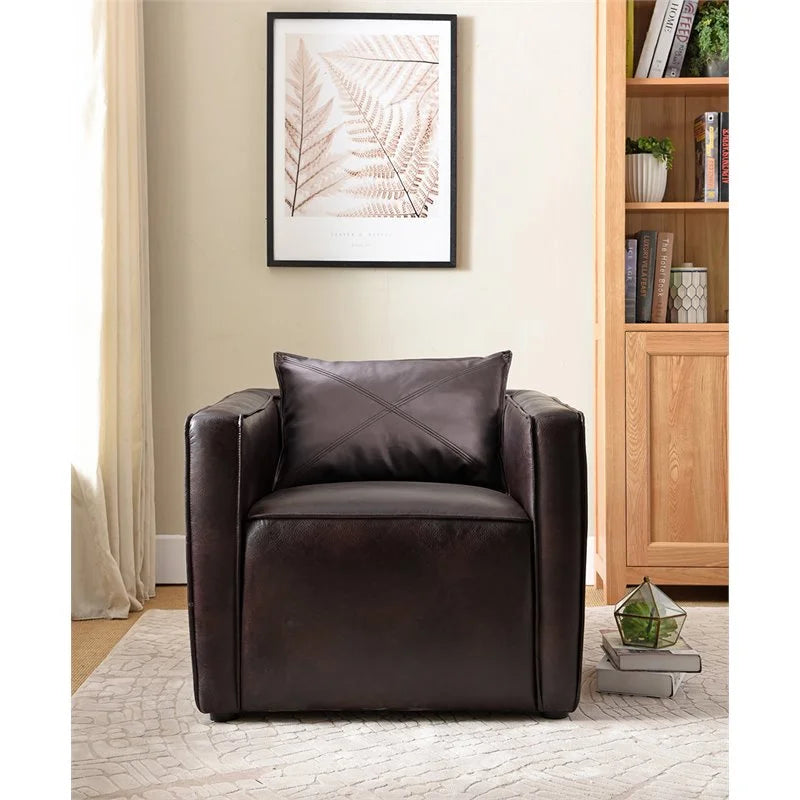 Brown Vinyl Upholstered Accent Chair with Arm Rests G6533