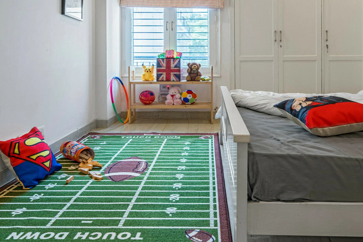 Green Corner Football Play Area Rug I646
