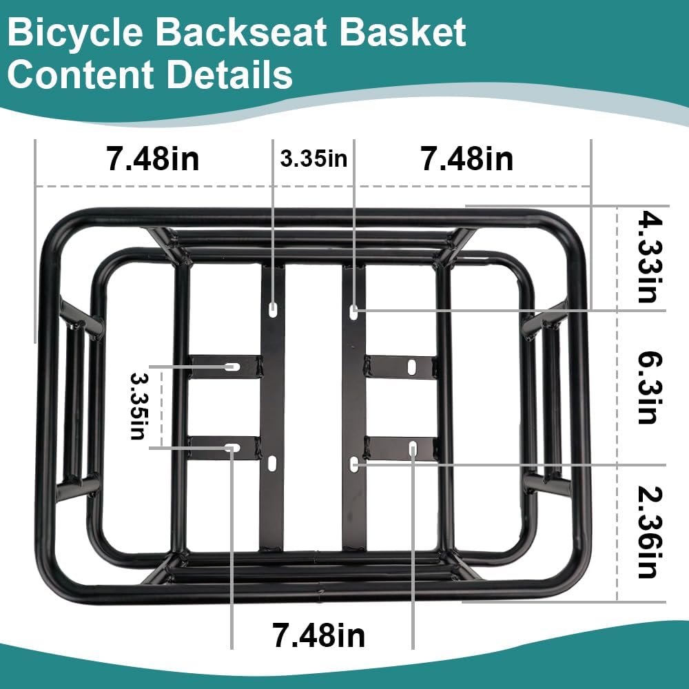 Large Rear Removable Metal Bicycle Basket with Black Liner D88745