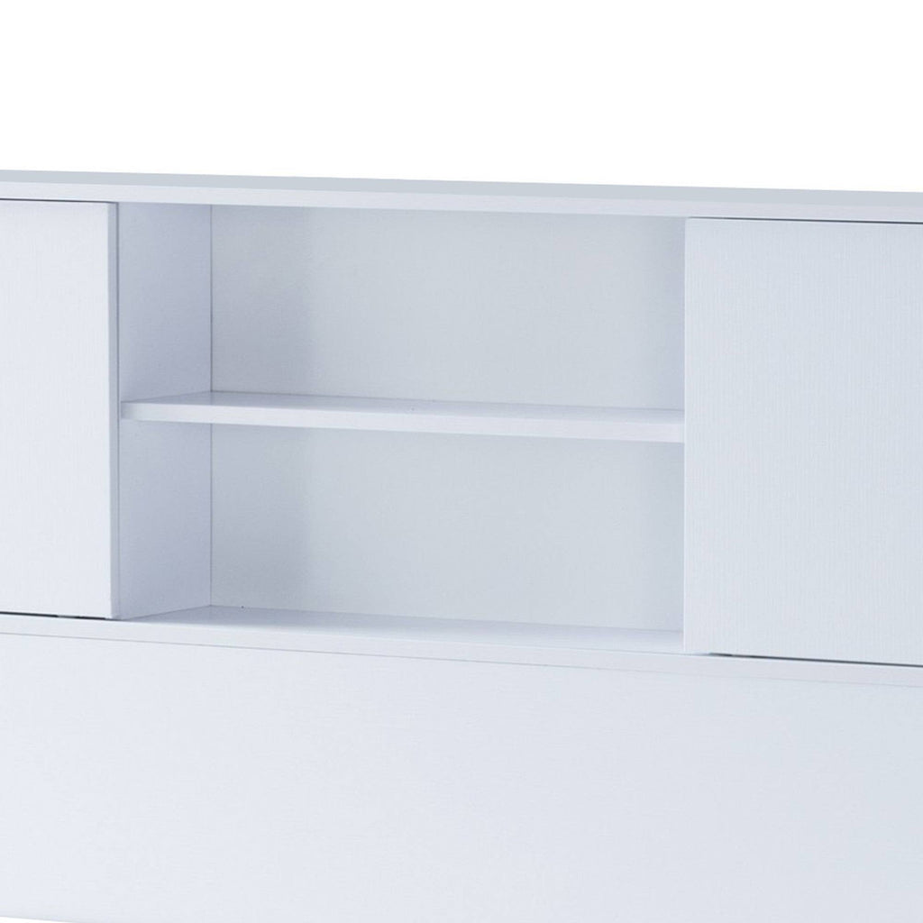 White Twin Bookcase Headboard with 2 Open Cubbies V617252