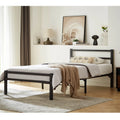 Metal Platform Bed Frame with Headboard and Footboard, Twin, Matte Black D876485