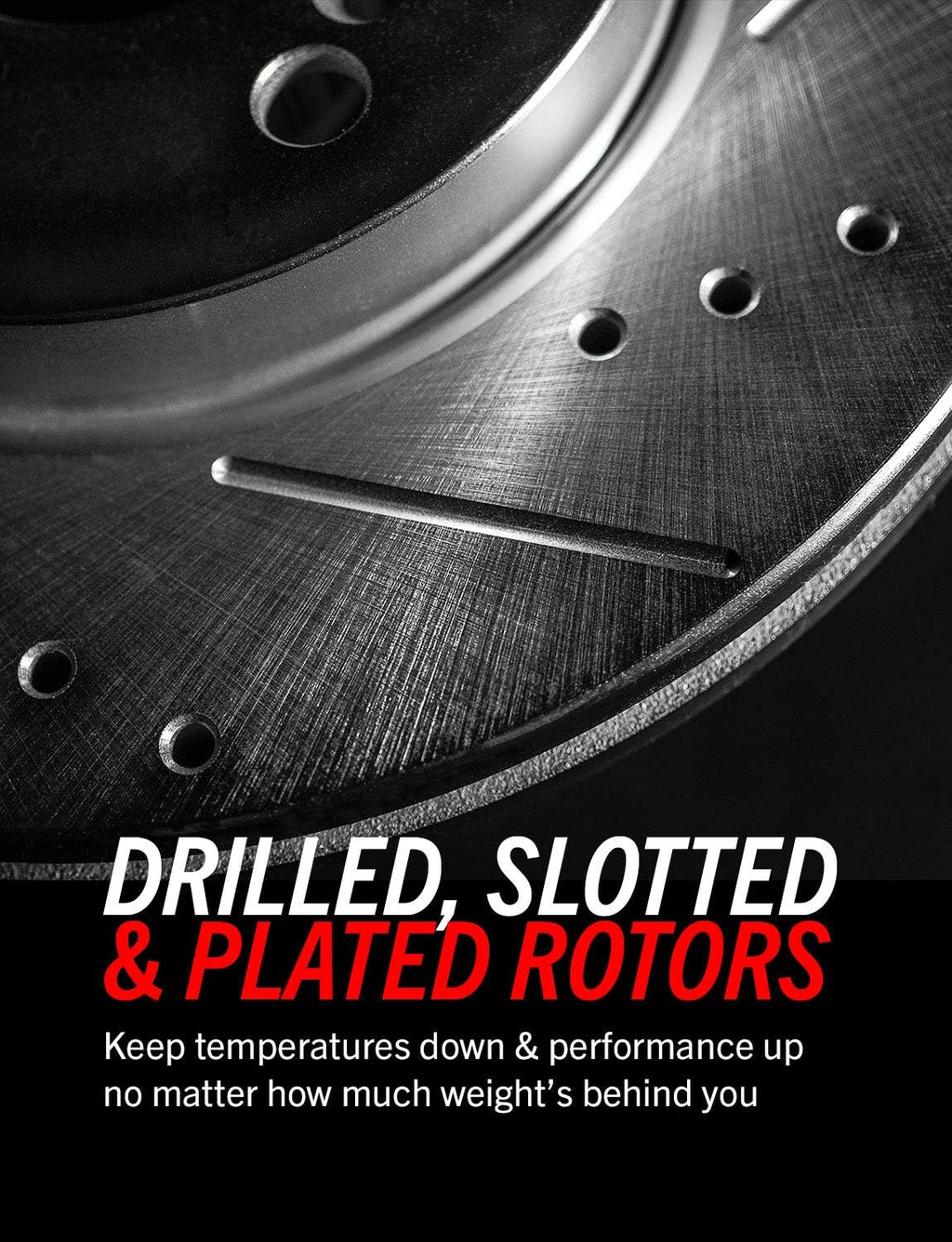 Carbon Fiber Ceramic Brake Pads and Drilled Slotted Brake Rotors Brake Kit B33528