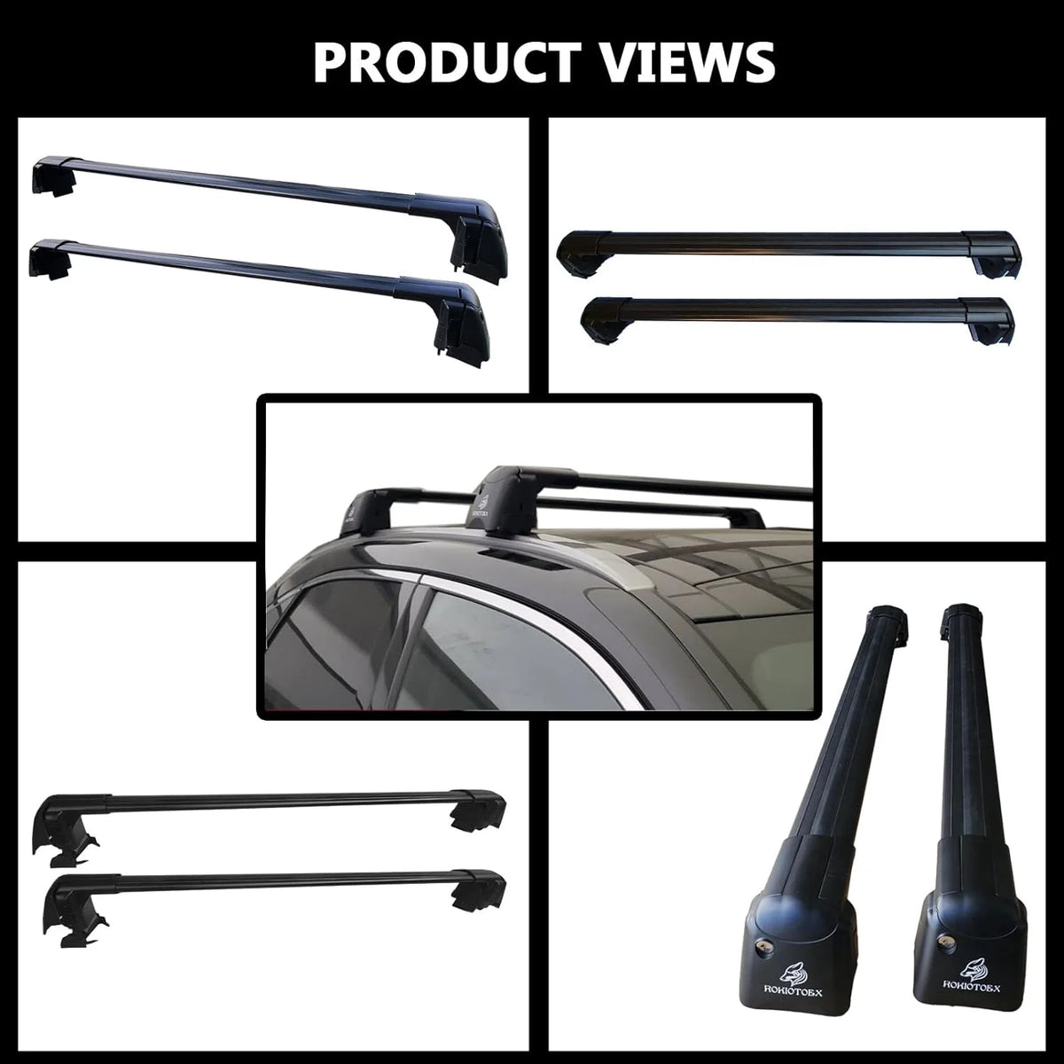 Black Lockable Roof Rack Crossbars Y261