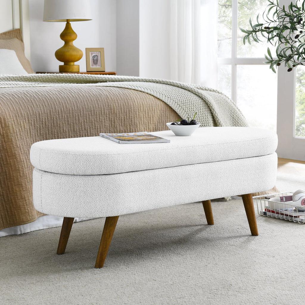 Oval Storage Bench with Rubber Wood Legs L393212