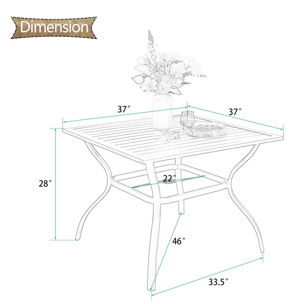 Outdoor Square Dining Table with Steel Frame K614