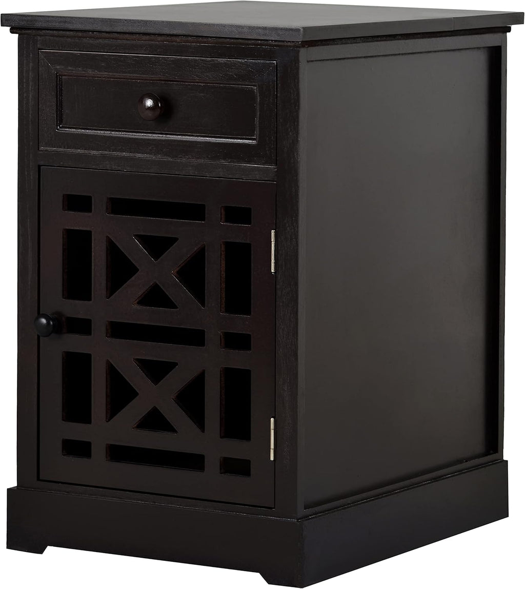 Navy Blue Antique End Table with Drawer and Storage Cabinet I786477