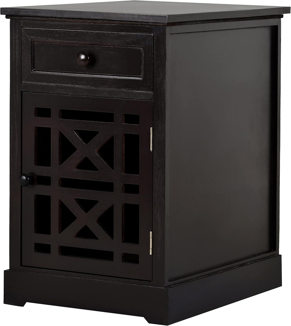 Navy Blue Antique End Table with Drawer and Storage Cabinet I786477
