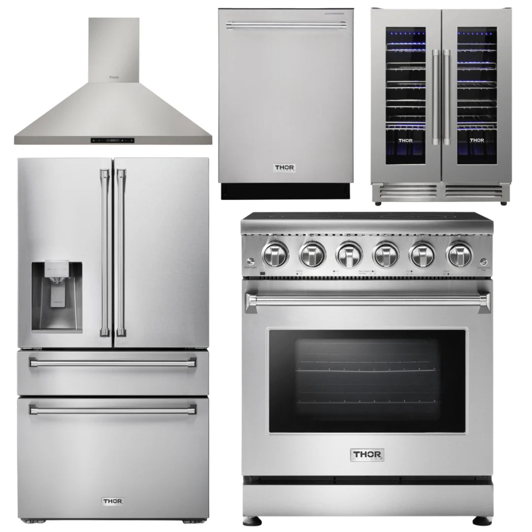 30 Electric Range, Range Hood, Refrigerator, Dishwasher, Wine Cooler B402982
