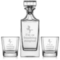 Whiskey Decanter Gift Set With 2 Old Fashioned Rocks Glasses H92007