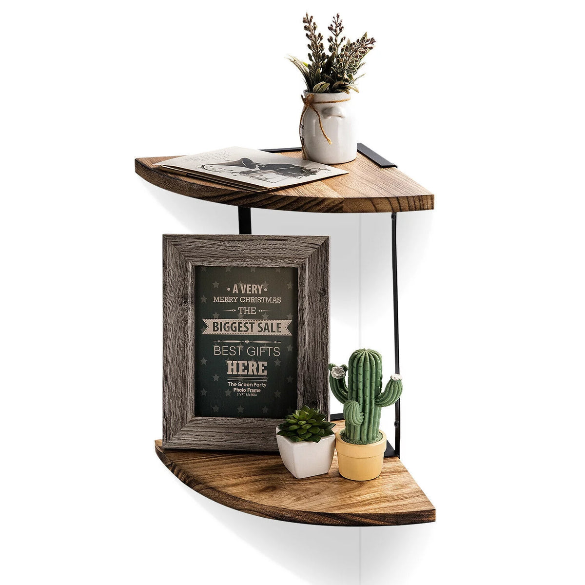 Wooden 2 Tier Floating Corner Shelf O97501