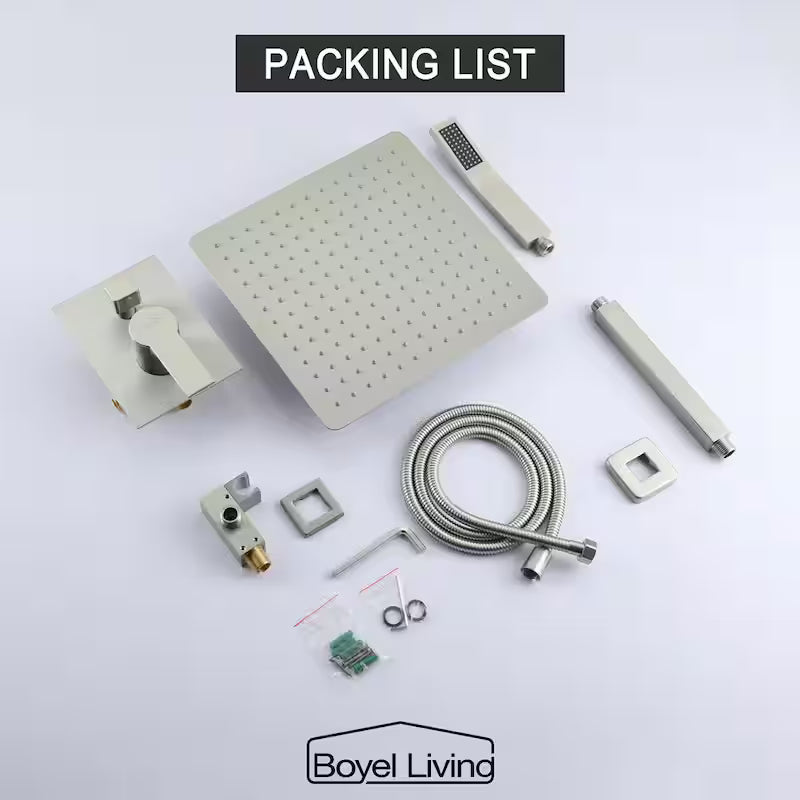 12 in. Ceiling Mount Dual Shower Heads with Pressure Balance Valve in Brushed Nickel V87739