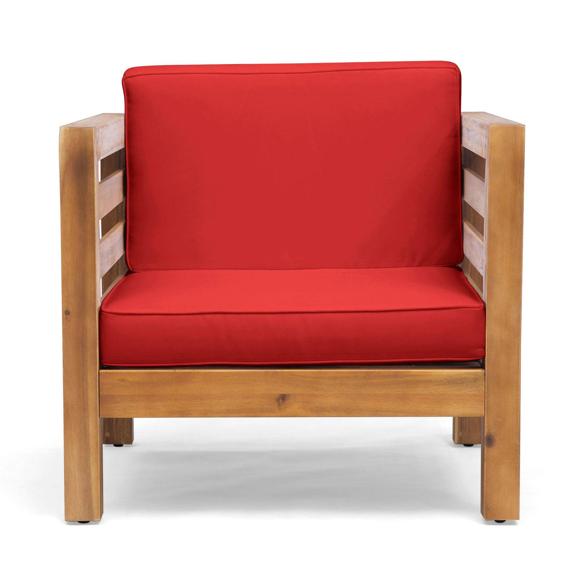 Teak and Red Acacia Wood Outdoor Club Chair O589067