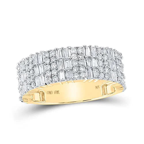 10kt Yellow Gold Baguette Diamond Round Band Ring O341