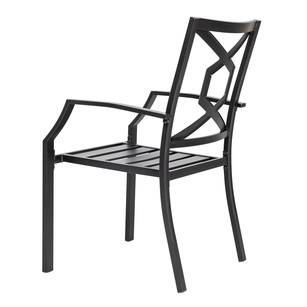 3 Piece Iron Stackable Patio Bistro Set with 2 Chairs and Round Table Black Y633230