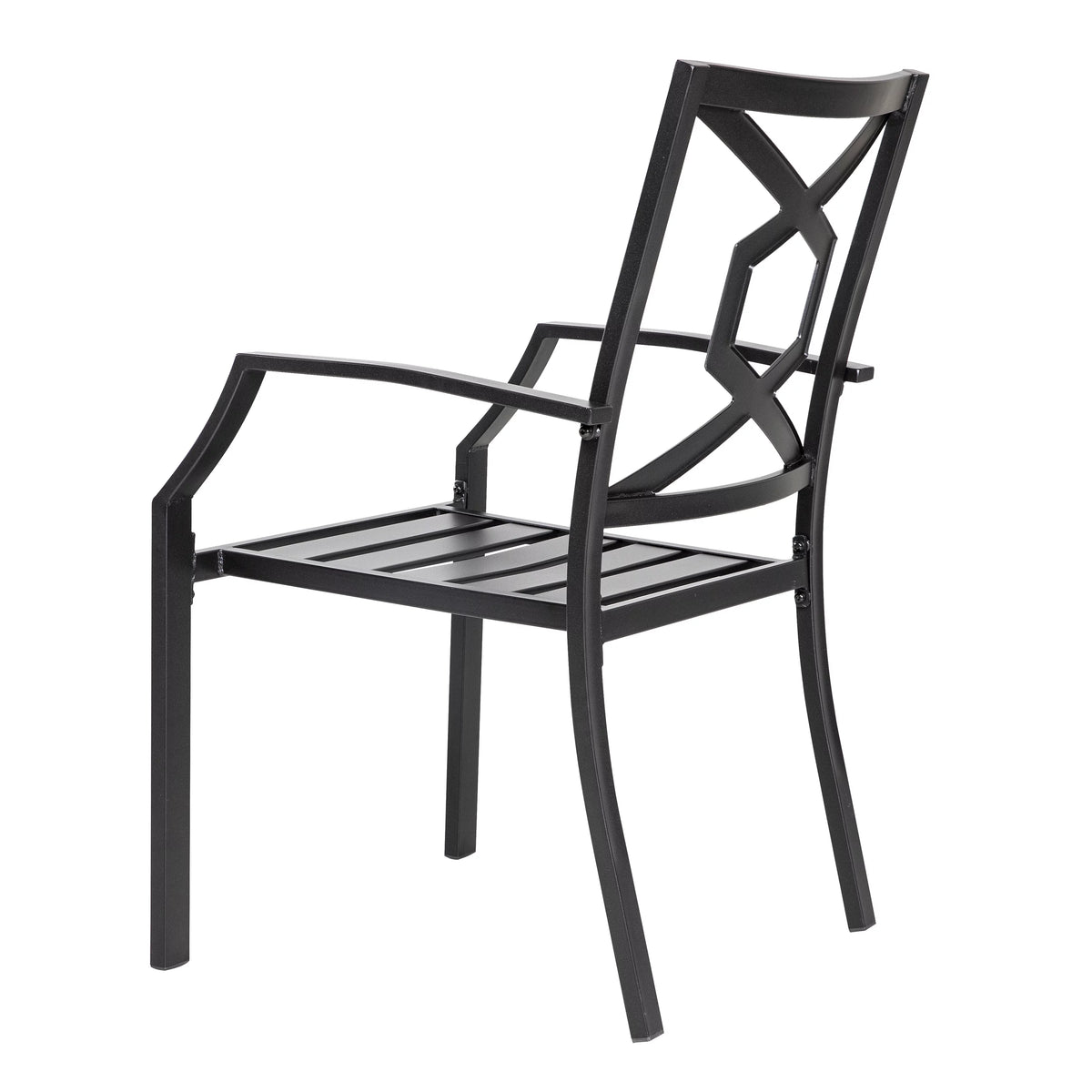3 Piece Iron Stackable Patio Bistro Set with 2 Chairs and Round Table Black Y633230