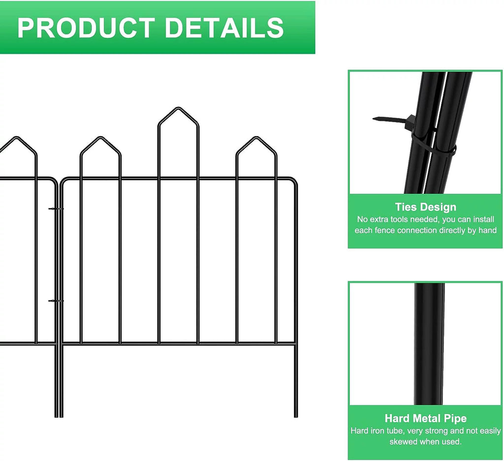 10-Panel Metal Garden Fence W7835