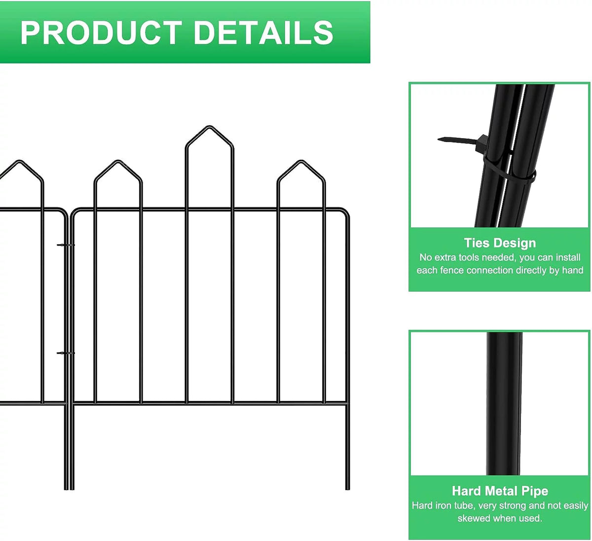 10-Panel Metal Garden Fence W7835