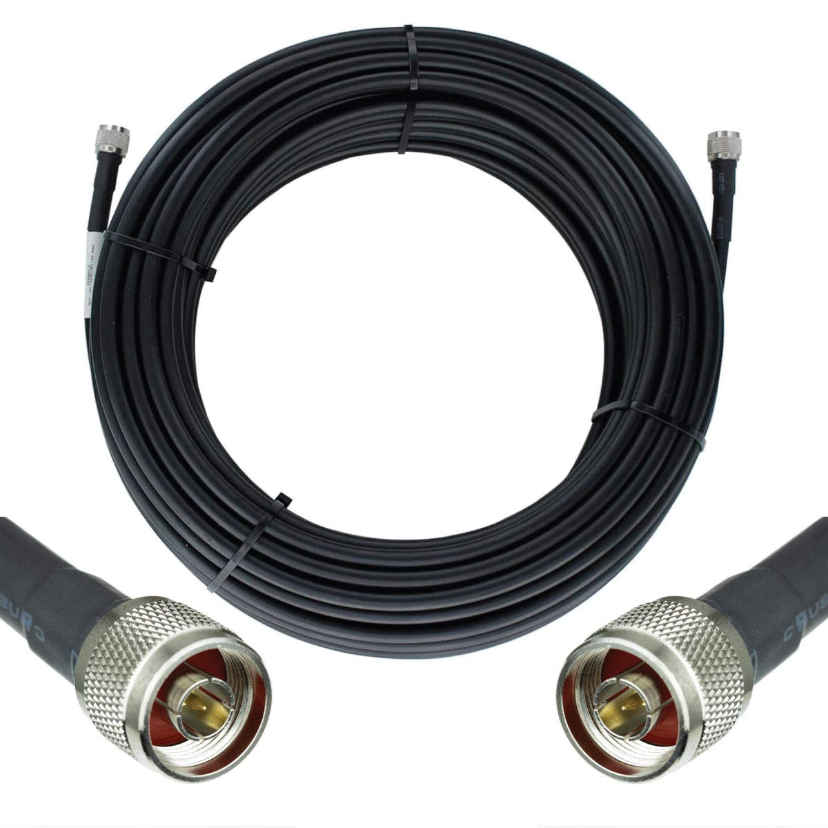 Heavy Duty Ultra Low Loss 50ohm Coaxial Cable 100ft Black N Male to N Male Q4120