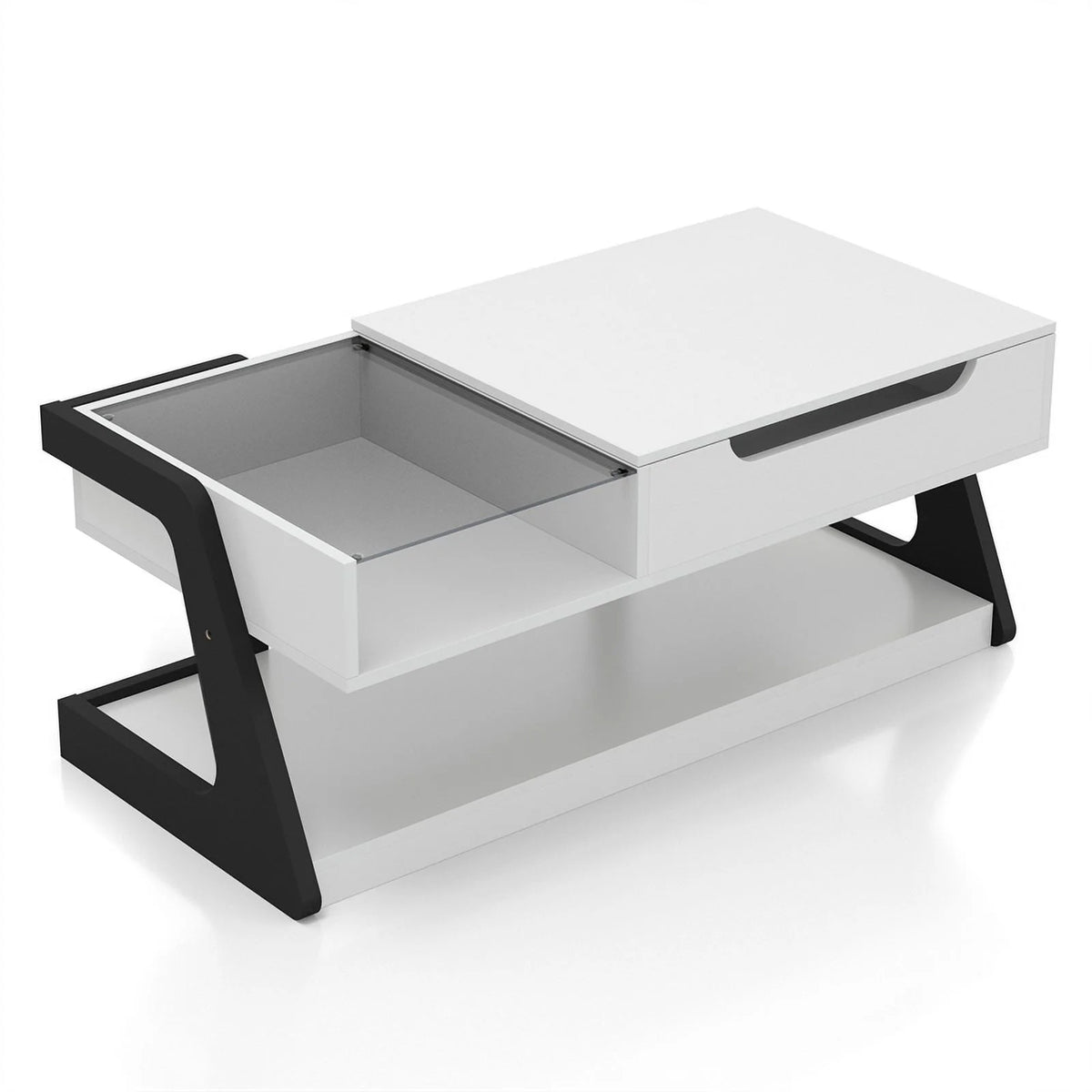 White Wood Lift-Top Storage Coffee Table V769958