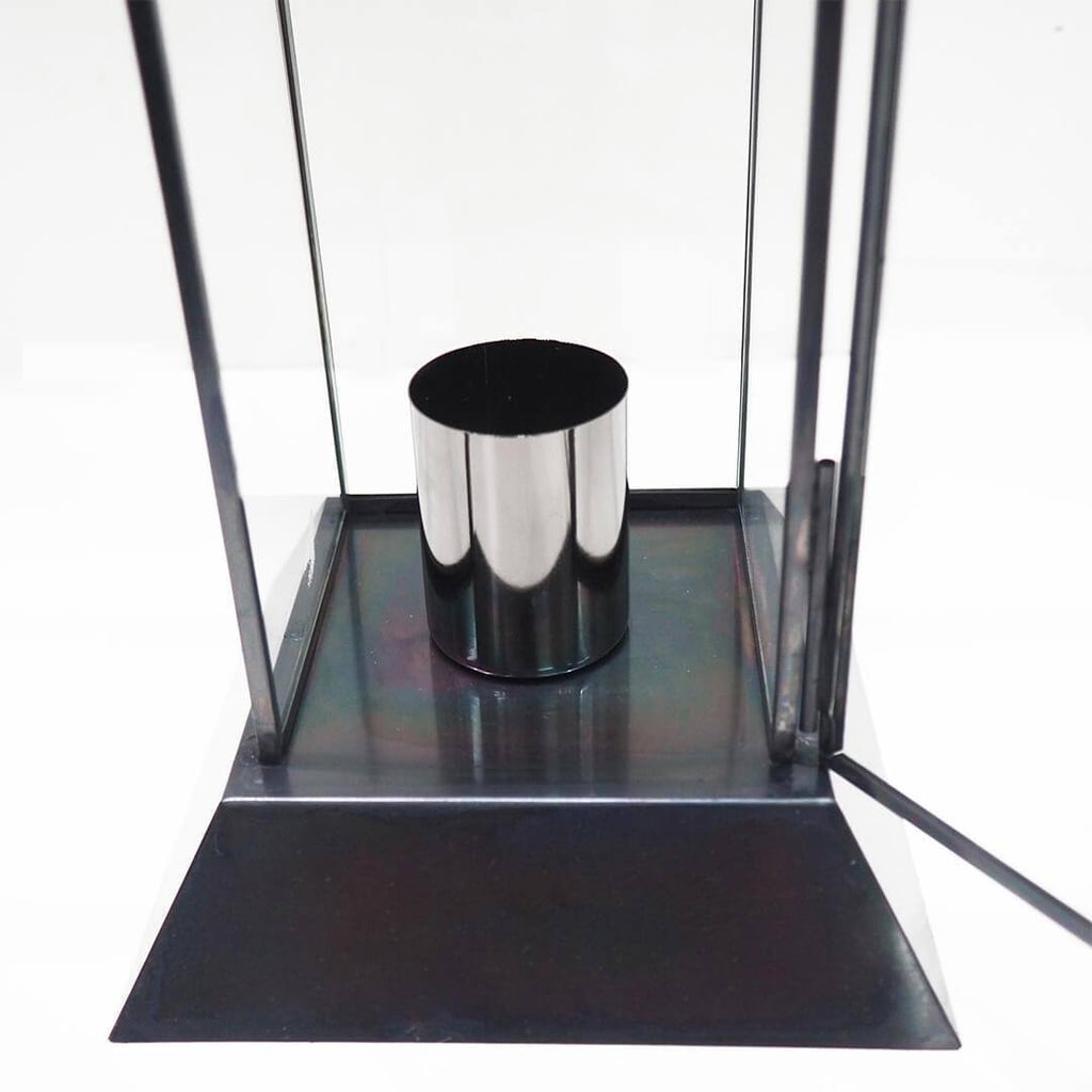 Black Glass Taper Candle Lantern Set X867