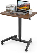 28 Inch Height Adjustable Laptop Sit Stand Desk with Wheels Wood K13208