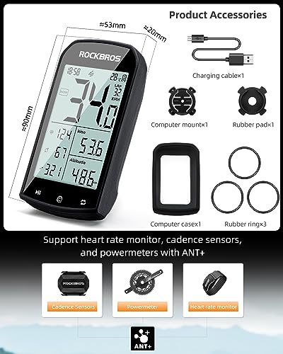 Wireless Bike Computer with Speed Cadence Sensor 2.9inch LCD Screen U44039