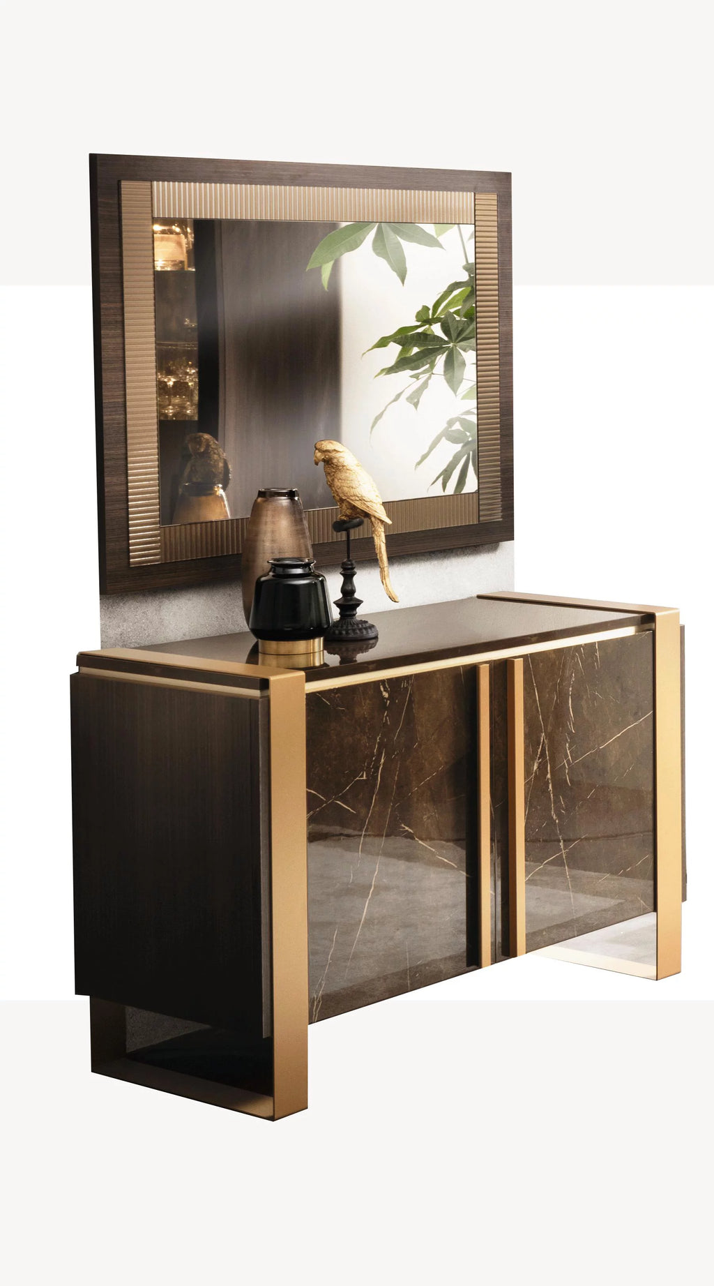 Brown Marble-finish 2 Doors Buffet E996