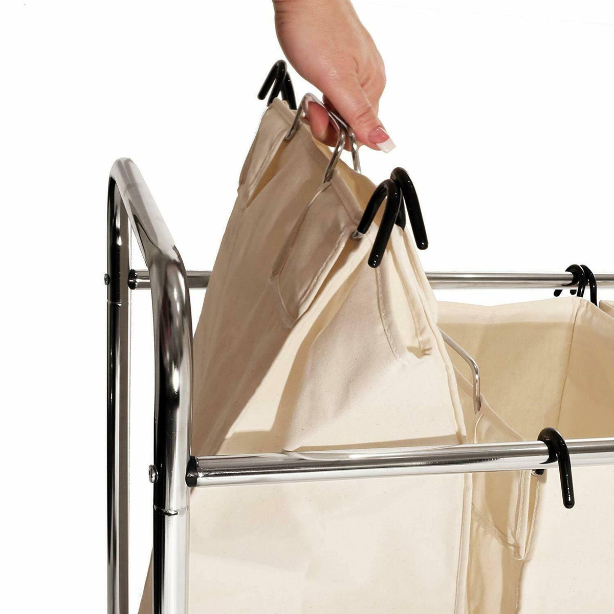 Mobile 3-Bag Laundry Hamper Sorter Cart I367