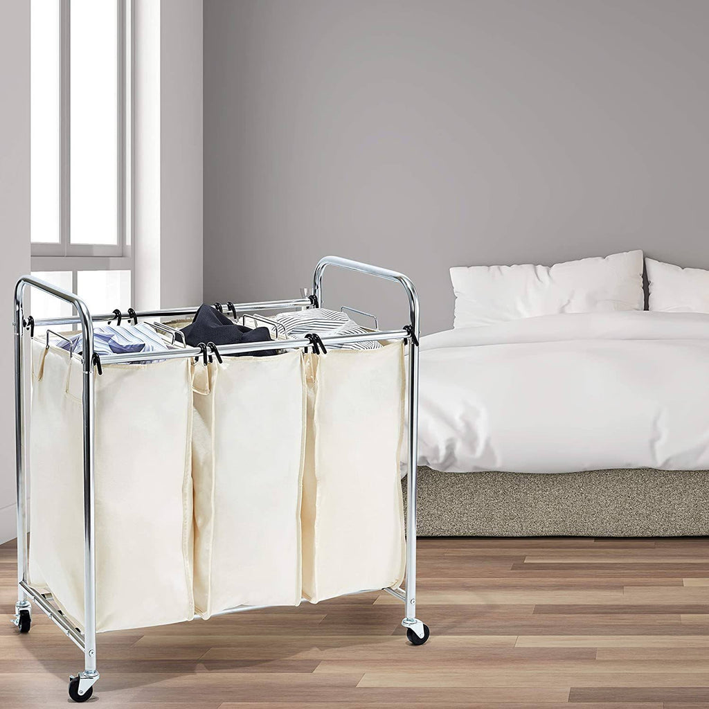 Mobile 3-Bag Laundry Hamper Sorter Cart I367